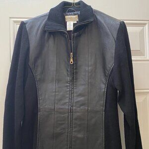 Coldwater Creek black leather zip up jacket size PS